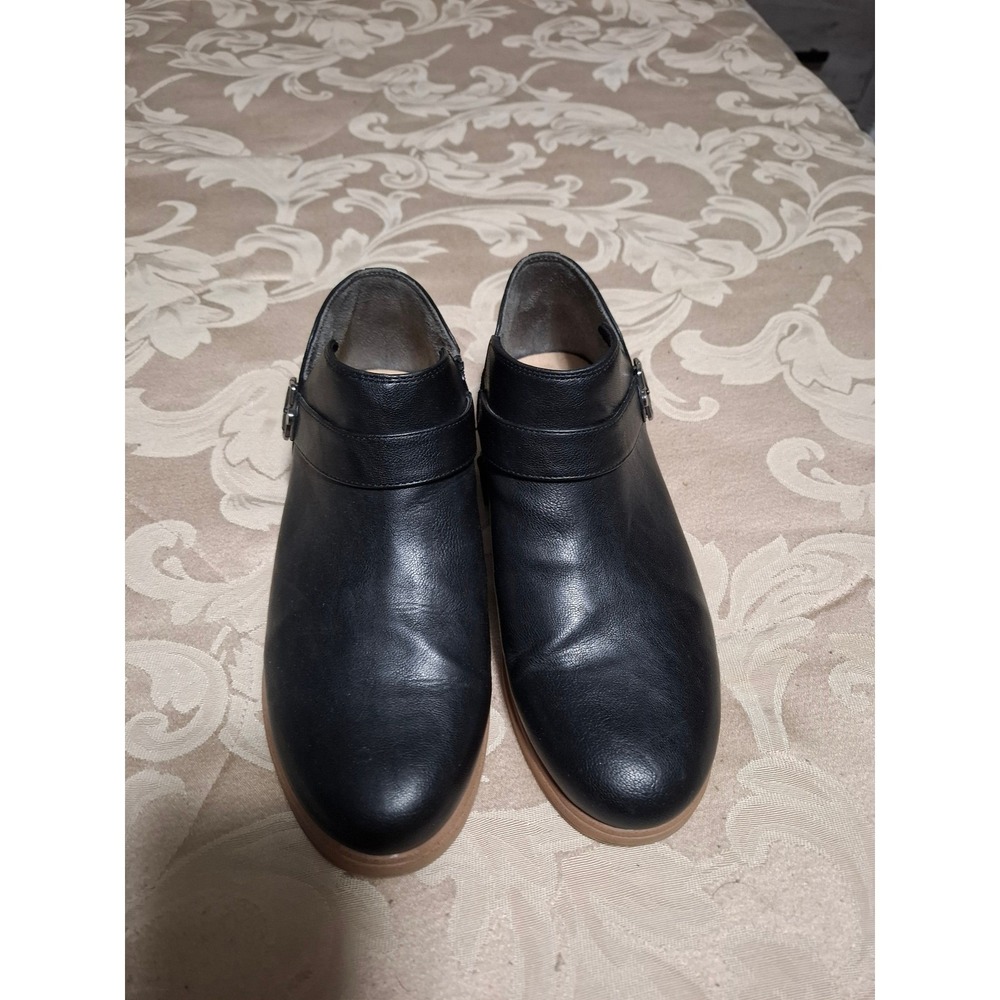 Dr. Scholl's Hello Shoote Black Ankle Boots Buckle Side Zip Shooties Womens 9.5W